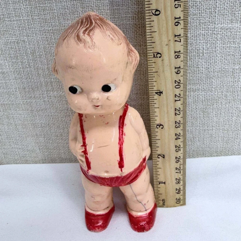 Vintage Ideal Hard Plastic Kewpie Doll 6 Inch Red Sunsuit Mid Century Toy Fair